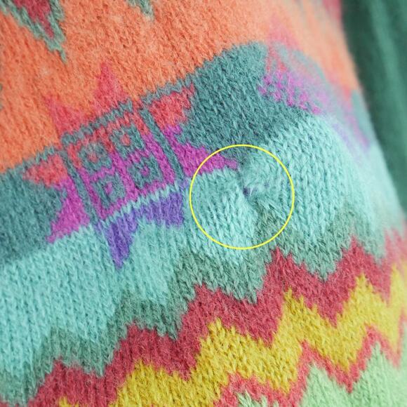 Vintage Benetton Medium Sweater Multicolor Rainbow Fair Isle Ski Nordic Wool 80s - Picture 5 of 14